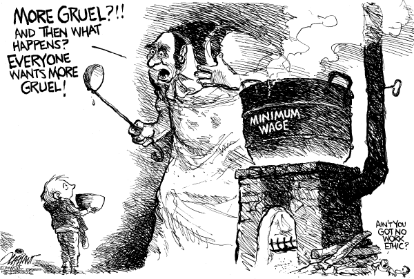 Editorial Cartoon by Pat Oliphant, Universal Press Syndicate on The Economy
