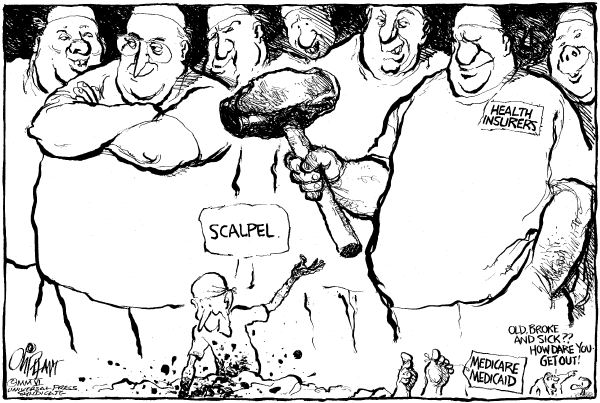 Editorial Cartoon by Pat Oliphant, Universal Press Syndicate on The Economy