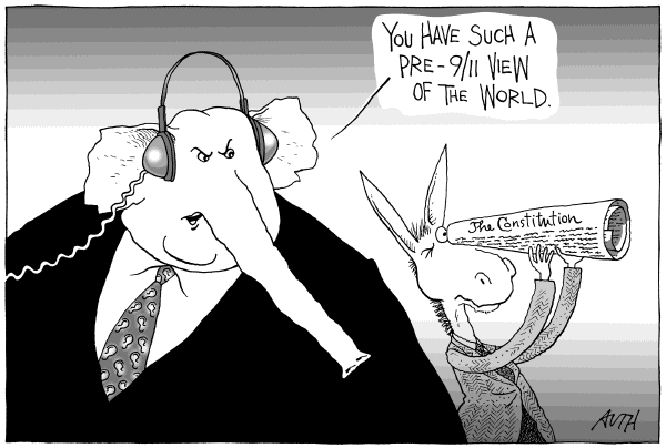 Editorial Cartoon by Tony Auth, Philadelphia Inquirer on Homeland Security