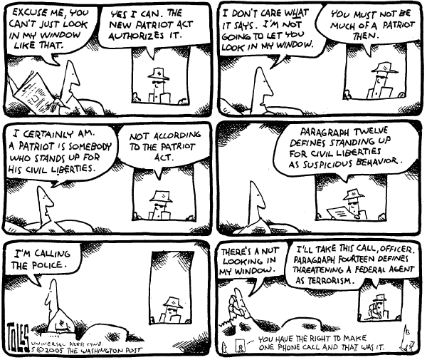 Editorial Cartoon by Tom Toles, Washington Post on Homeland Security (part 2)
