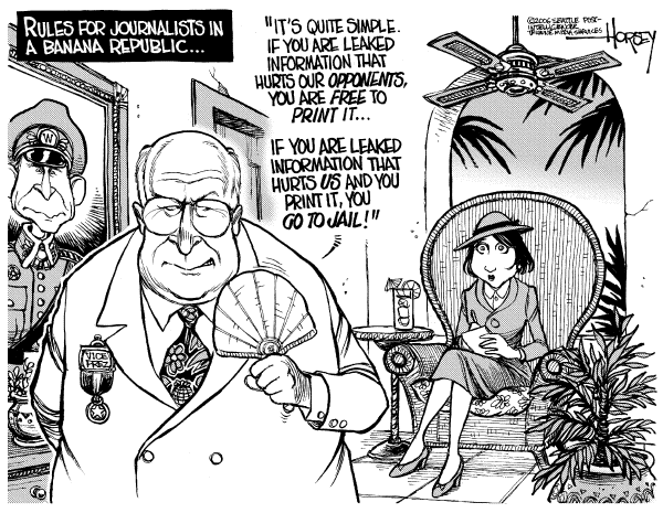 Editorial Cartoon by David Horsey, Seattle Post-Intelligencer on The Man in Charge