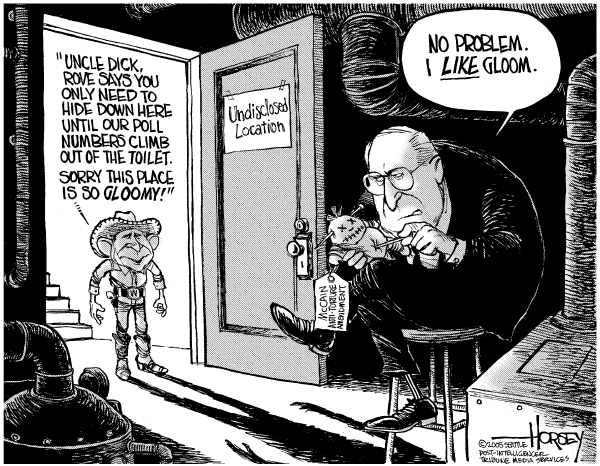 Editorial Cartoon by David Horsey, Seattle Post-Intelligencer on The Man in Charge
