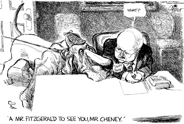 Editorial Cartoon by Pat Oliphant, Universal Press Syndicate on The Man in Charge