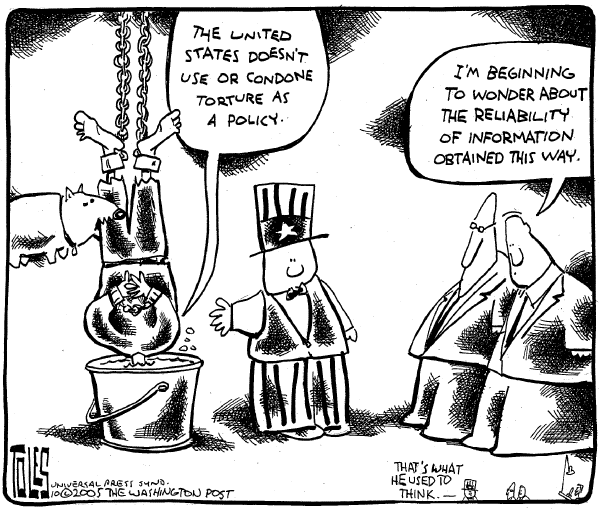 Editorial Cartoon by Tom Toles, Washington Post on Tortured Policies