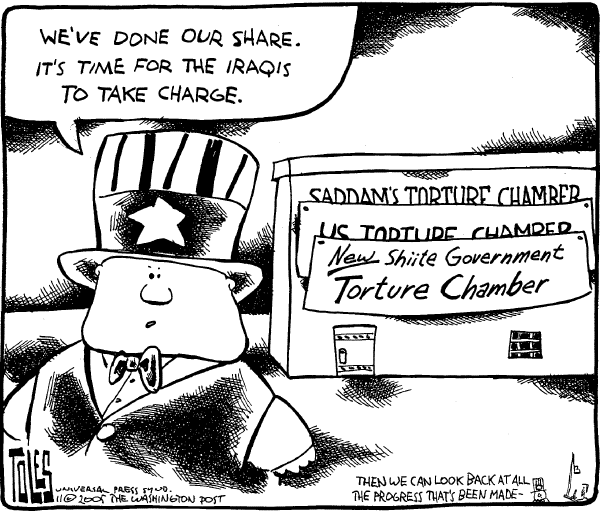 Editorial Cartoon by Tom Toles, Washington Post on Tortured Policies