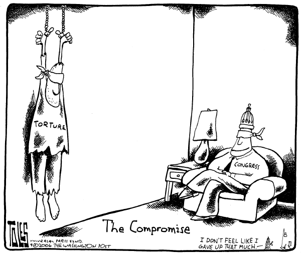 Editorial Cartoon by Tom Toles, Washington Post on Tortured Policies
