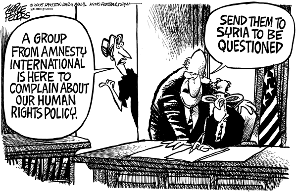 Editorial Cartoon by Mike Peters, Dayton Daily News on Tortured Policies
