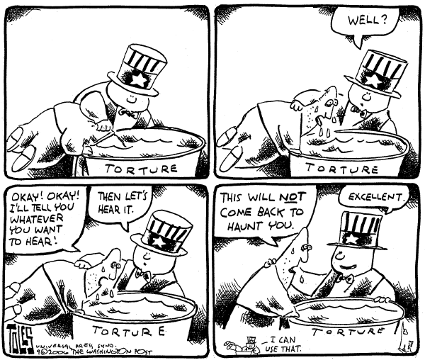 Editorial Cartoon by Tom Toles, Washington Post on Tortured Policies
