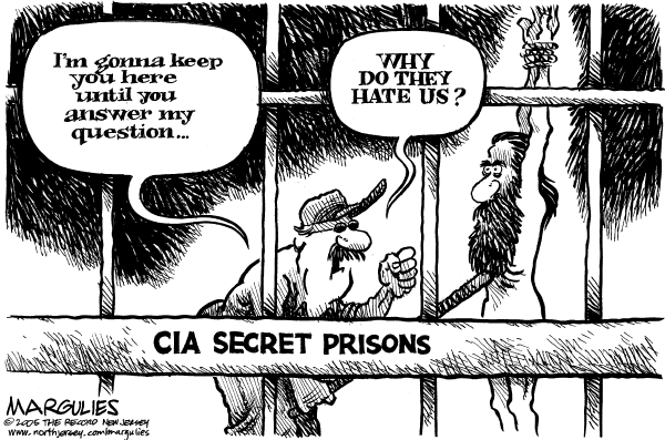 Editorial Cartoon by Jimmy Margulies, The Record, New Jersey on Tortured Policies