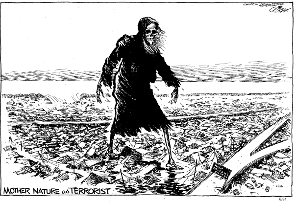 Political cartoon on Other Katrina News by Pat Oliphant, Universal Press Syndicate