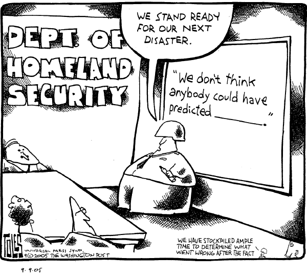 Political cartoon on Other Katrina News by Tom Toles, Washington Post