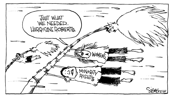 Political cartoon on Supreme Court Changing by Signe Wilkinson, Philadelphia Daily News
