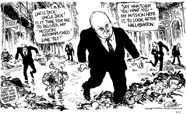 Political cartoon on Top 5 Cartoons of the Week by Pat Oliphant, Universal Press Syndicate