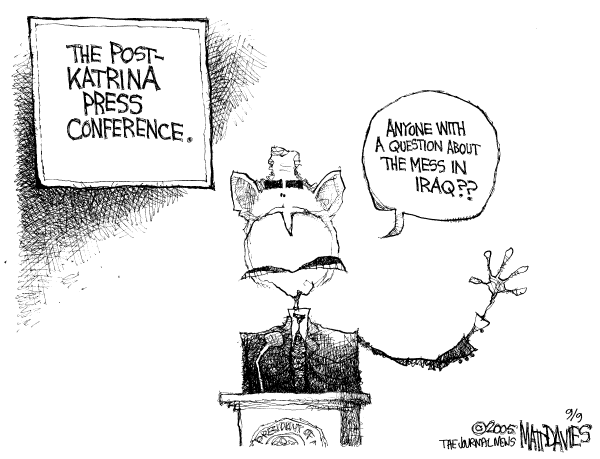 Political cartoon on Bush Accepts Responsibility by Matt Davies, Journal News