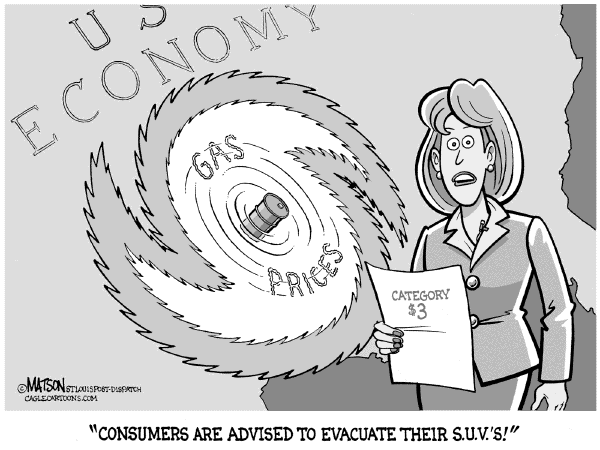 Political cartoon on Gas Prices on the Rise by RJ Matson, New York Observer