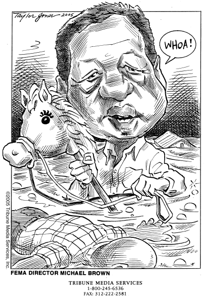 Political cartoon on Katrina Response Questioned by Taylor Jones, Tribune Media Services