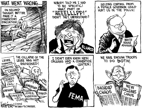 Political cartoon on Katrina Response Questioned by Kevin Siers, Charlotte Observer
