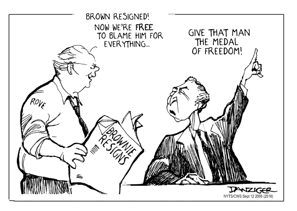 Political cartoon on Katrina Response Questioned by Jeff Danziger, Cartoonists & Writers Syndicate