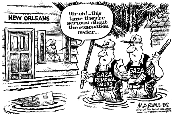 Political cartoon on Katrina's Toll Rises  by Jimmy Margulies, The Record, New Jersey