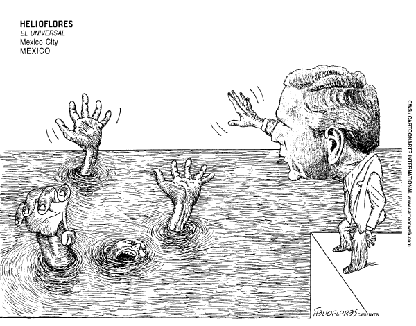 Political cartoon on Hurricane Recovery Continues by Cagle's Best of Latin America
