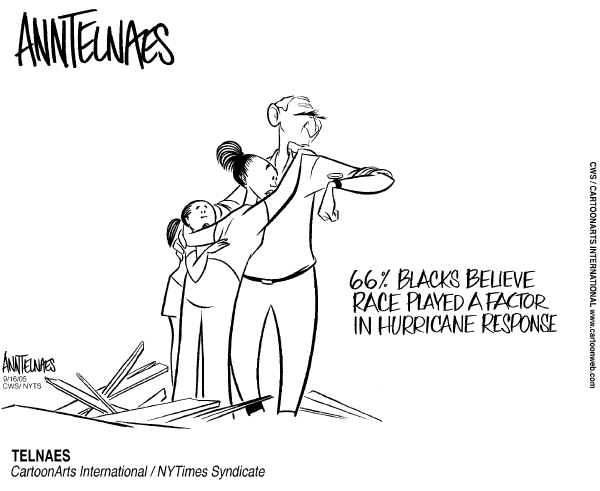 Political cartoon on Hurricane Recovery Continues by Ann Telnaes, Tribune Media Services
