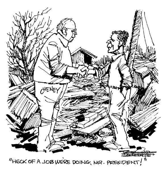 Political cartoon on Hurricane Recovery Continues by Paul Conrad, Tribune Media Services