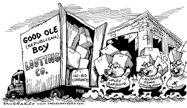 Political cartoon on Hurricane Cleanup Begins by Sandy Huffaker, Cagle Cartoons