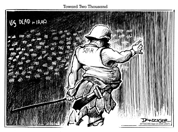 Political cartoon on Big Gains In Iraq by Jeff Danziger, Cartoonists & Writers Syndicate