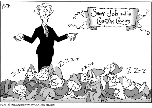 Political cartoon on GOP Suffering Blows by Tony Auth, Philadelphia Inquirer