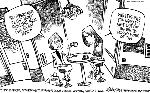 Political cartoon on Bush Nominates Miers by Mike Keefe, Denver Post