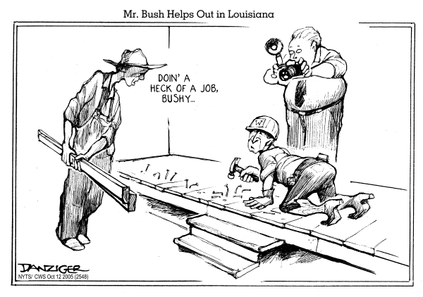 Political cartoon on Bush Responds by Jeff Danziger, Cartoonists & Writers Syndicate
