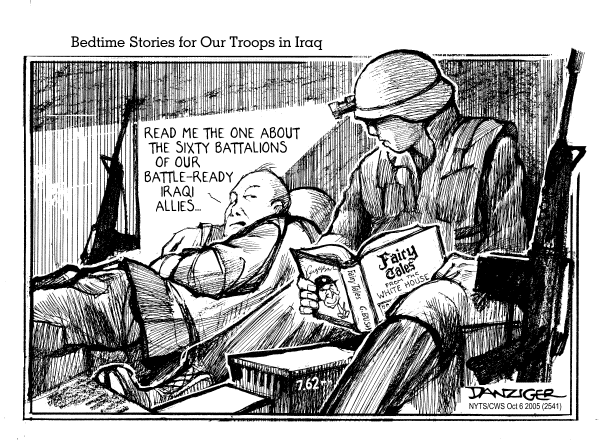 Political cartoon on The End is Near in Iraq by Jeff Danziger, Cartoonists & Writers Syndicate