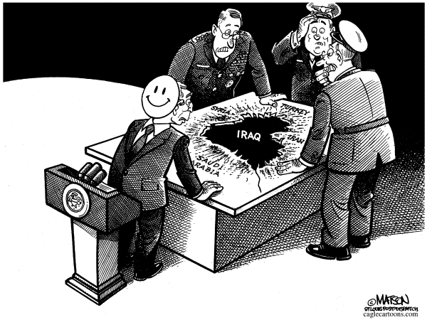 Political cartoon on The End is Near in Iraq by RJ Matson, New York Observer