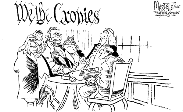 Political cartoon on Iraqis Vote on Constitution by Doug Marlette, Tallahasee Democrat