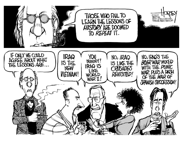 Political cartoon on Iraqis Vote on Constitution by David Horsey, Seattle Post-Intelligencer