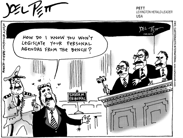 Political cartoon on Iraqis Vote on Constitution by Joel Pett, Lexington Observer