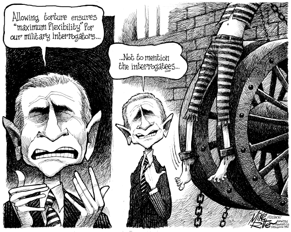 Political cartoon on Bush Stays the Course by Mike Ritter, Arizona Tribune