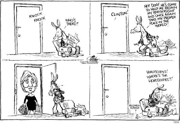 Political cartoon on In Other News by Pat Oliphant, Universal Press Syndicate