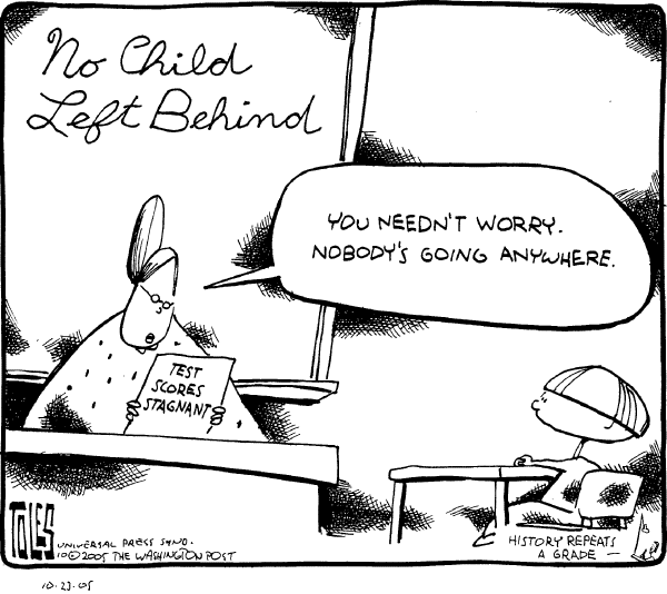 Political cartoon on Schools Making Progress by Tom Toles, Washington Post