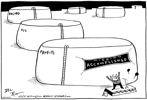 Political cartoon on Bush Forges Ahead by Joel Pett, Lexington Observer