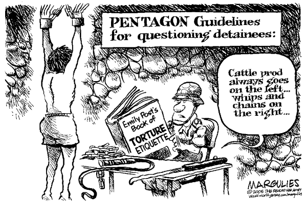 Political cartoon on CIA's Secret Prisons Exposed by Jimmy Margulies, The Record, New Jersey