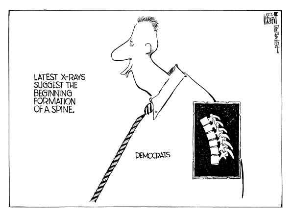 Political cartoon on Democrats Demand War Inquiry by Don Wright, Palm Beach Post