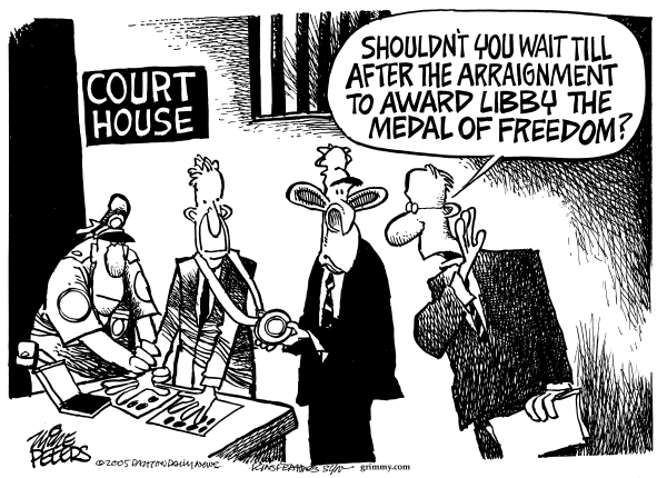 Political cartoon on Plame Investigation Continues by Mike Peters, Dayton Daily News