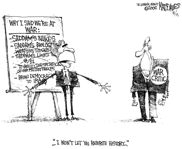 Political cartoon on Bush Under Fire for Pre-War Intelligence by Matt Davies, Journal News