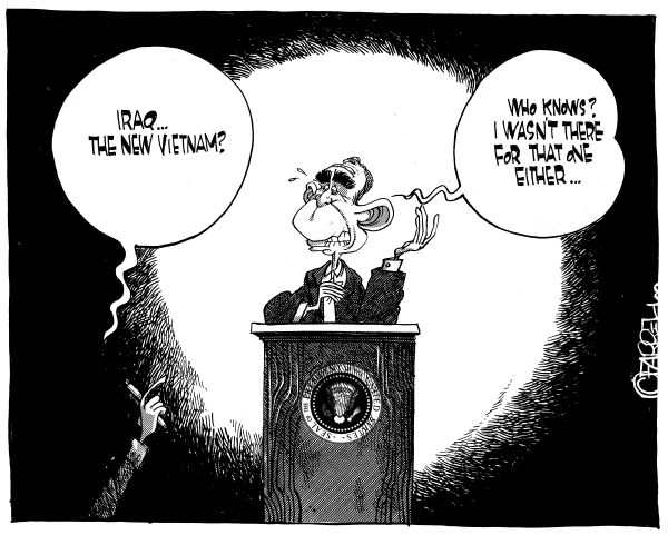 Political cartoon on Bush Under Fire for Pre-War Intelligence by Vince O'Farrell, Wallongong, Australia