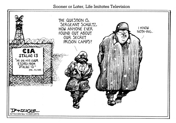 Political cartoon on Secret Prisons & Torture Deemed Necessary by Jeff Danziger, Cartoonists & Writers Syndicate