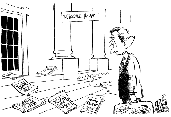 Political cartoon on President’s Popularity at Record Level by John Branch, San Antonio Express-News