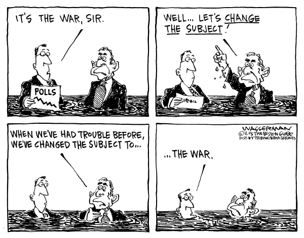 Political cartoon on President’s Popularity at Record Level by Dan Wasserman, Boston Globe