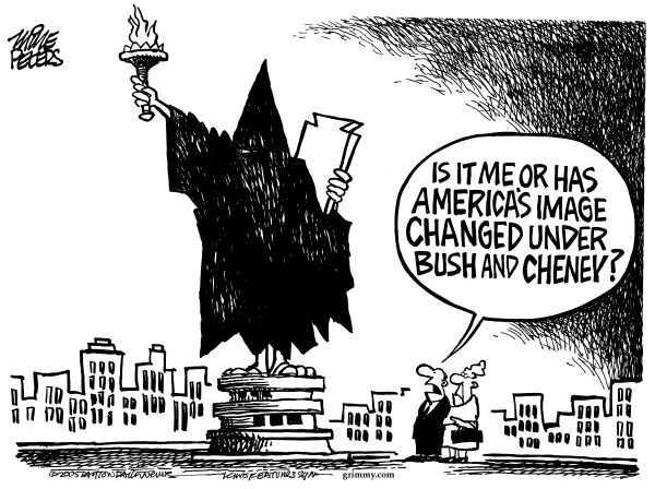 Political cartoon on Administration Redefines Torture, Citizens’ Rights by Mike Peters, Dayton Daily News
