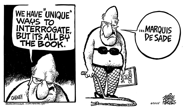 Political cartoon on Administration Redefines Torture, Citizens’ Rights by Mike Peters, Dayton Daily News